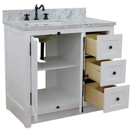 Bellaterra Home Plantation 37" 2-Door 3-Drawer Glacier Ash Freestanding Vanity Set - Luxe Vanity & Tub