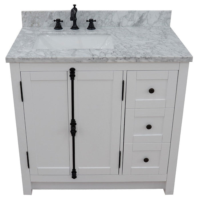 Bellaterra Home Plantation 37" 2-Door 3-Drawer Glacier Ash Freestanding Vanity Set - Luxe Vanity & Tub