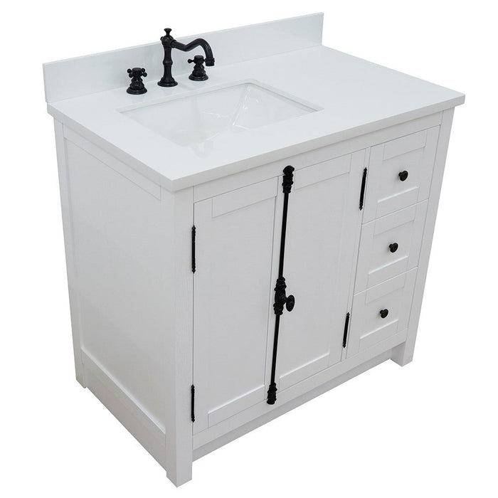 Bellaterra Home Plantation 37" 2-Door 3-Drawer Glacier Ash Freestanding Vanity Set - Luxe Vanity & Tub