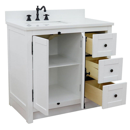 Bellaterra Home Plantation 37" 2-Door 3-Drawer Glacier Ash Freestanding Vanity Set - Luxe Vanity & Tub