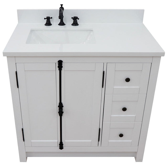 Bellaterra Home Plantation 37" 2-Door 3-Drawer Glacier Ash Freestanding Vanity Set - Luxe Vanity & Tub