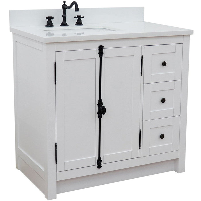 Bellaterra Home Plantation 37" 2-Door 3-Drawer Glacier Ash Freestanding Vanity Set - Luxe Vanity & Tub