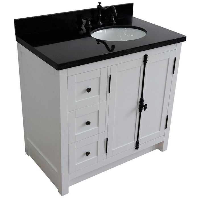 Bellaterra Home Plantation 37" 2-Door 3-Drawer Glacier Ash Freestanding Vanity Set - Luxe Vanity & Tub