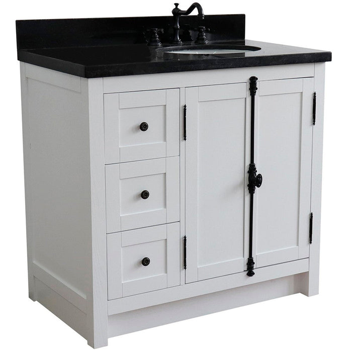 Bellaterra Home Plantation 37" 2-Door 3-Drawer Glacier Ash Freestanding Vanity Set - Luxe Vanity & Tub