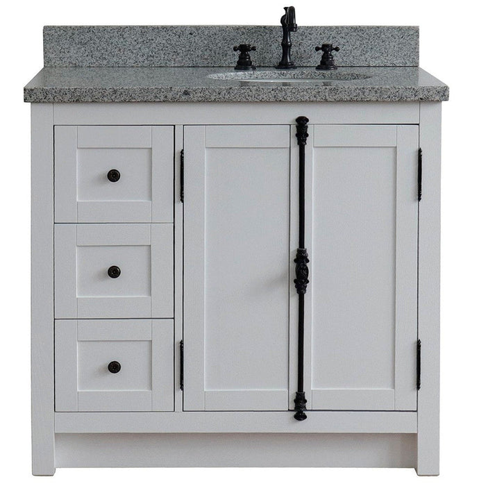 Bellaterra Home Plantation 37" 2-Door 3-Drawer Glacier Ash Freestanding Vanity Set - Luxe Vanity & Tub