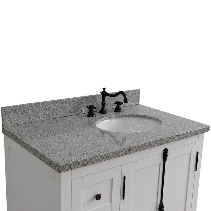 Bellaterra Home Plantation 37" 2-Door 3-Drawer Glacier Ash Freestanding Vanity Set - Luxe Vanity & Tub