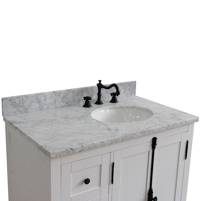 Bellaterra Home Plantation 37" 2-Door 3-Drawer Glacier Ash Freestanding Vanity Set - Luxe Vanity & Tub