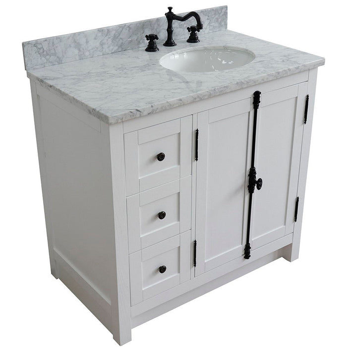 Bellaterra Home Plantation 37" 2-Door 3-Drawer Glacier Ash Freestanding Vanity Set - Luxe Vanity & Tub