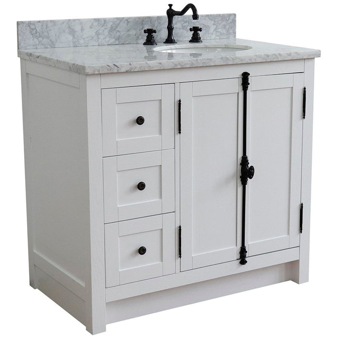 Bellaterra Home Plantation 37" 2-Door 3-Drawer Glacier Ash Freestanding Vanity Set - Luxe Vanity & Tub