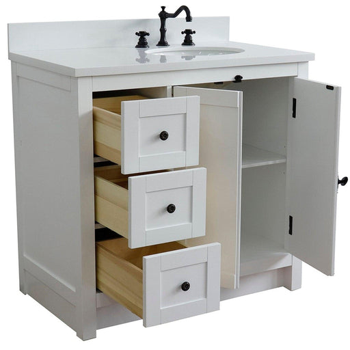 Bellaterra Home Plantation 37" 2-Door 3-Drawer Glacier Ash Freestanding Vanity Set - Luxe Vanity & Tub