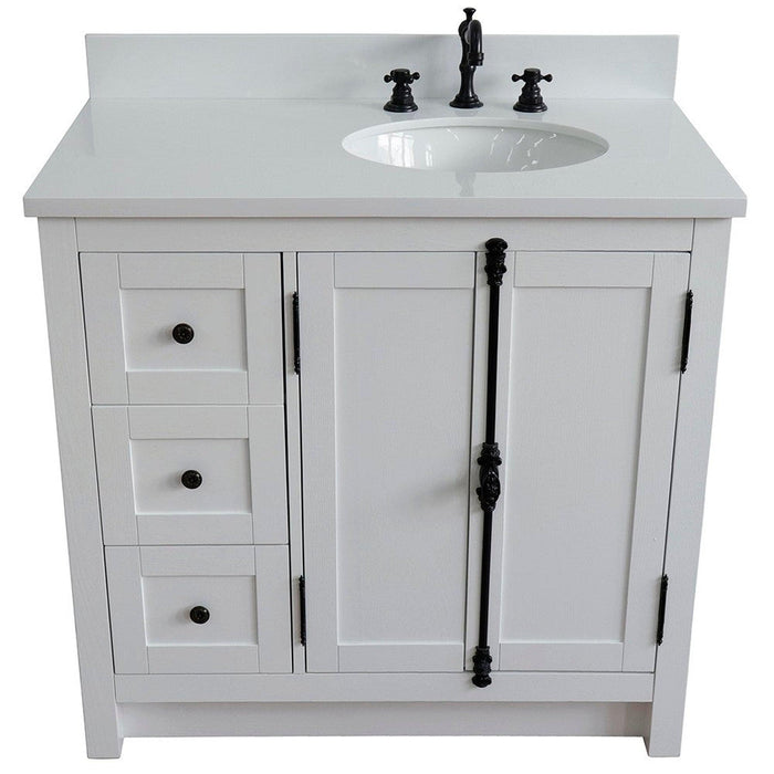 Bellaterra Home Plantation 37" 2-Door 3-Drawer Glacier Ash Freestanding Vanity Set - Luxe Vanity & Tub