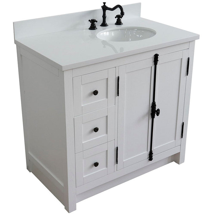 Bellaterra Home Plantation 37" 2-Door 3-Drawer Glacier Ash Freestanding Vanity Set - Luxe Vanity & Tub