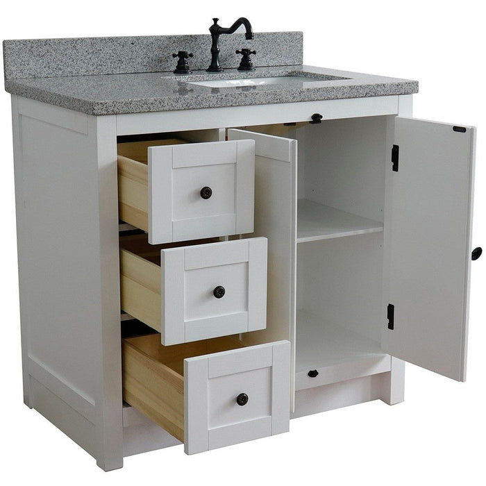 Bellaterra Home Plantation 37" 2-Door 3-Drawer Glacier Ash Freestanding Vanity Set - Luxe Vanity & Tub