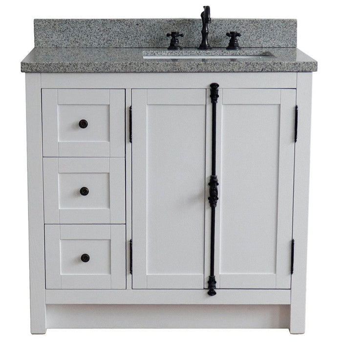 Bellaterra Home Plantation 37" 2-Door 3-Drawer Glacier Ash Freestanding Vanity Set - Luxe Vanity & Tub