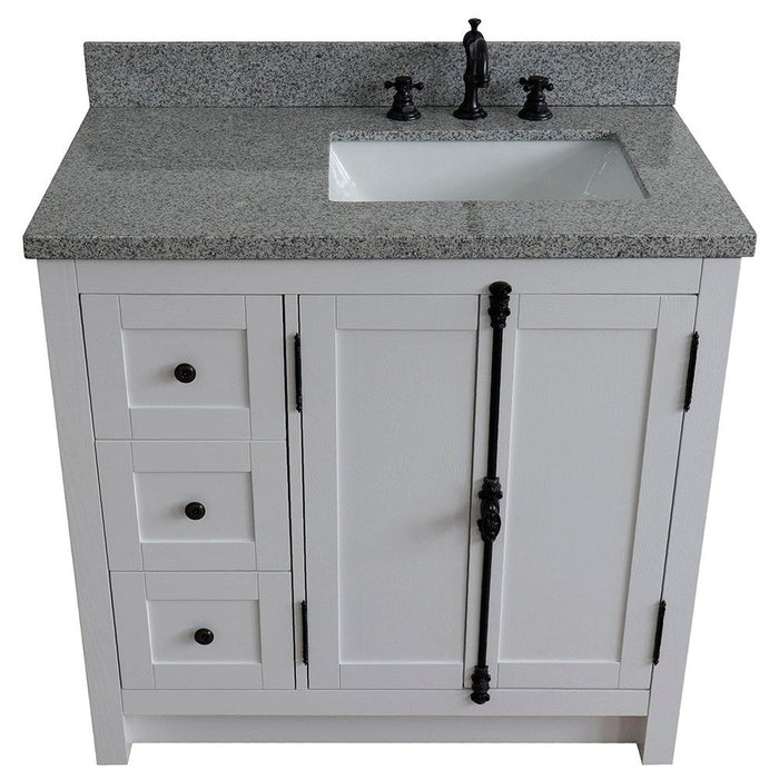 Bellaterra Home Plantation 37" 2-Door 3-Drawer Glacier Ash Freestanding Vanity Set - Luxe Vanity & Tub