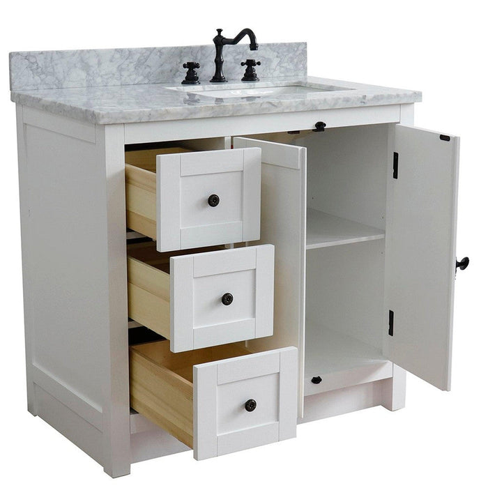 Bellaterra Home Plantation 37" 2-Door 3-Drawer Glacier Ash Freestanding Vanity Set - Luxe Vanity & Tub