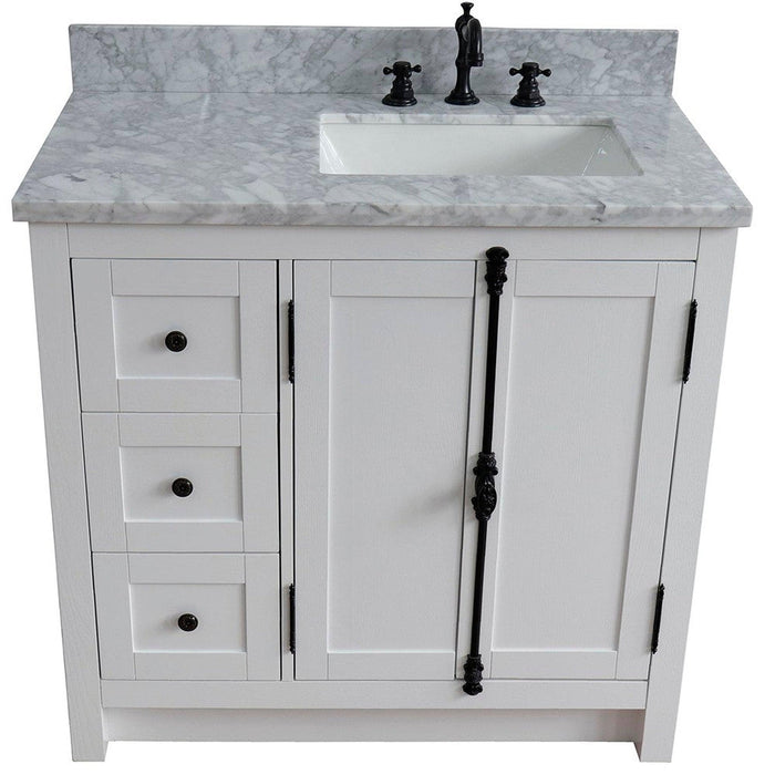 Bellaterra Home Plantation 37" 2-Door 3-Drawer Glacier Ash Freestanding Vanity Set - Luxe Vanity & Tub