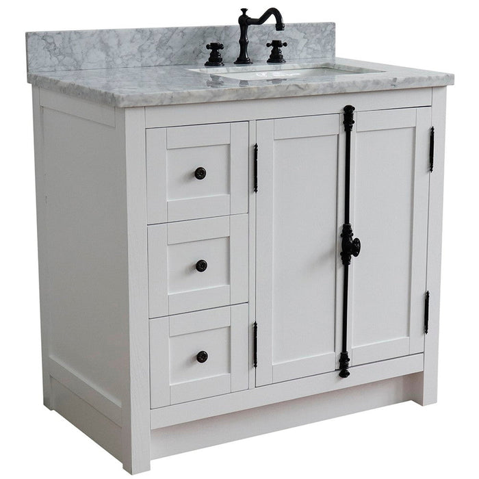 Bellaterra Home Plantation 37" 2-Door 3-Drawer Glacier Ash Freestanding Vanity Set - Luxe Vanity & Tub