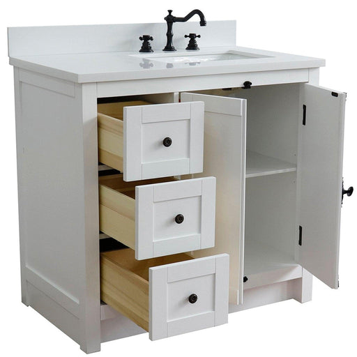 Bellaterra Home Plantation 37" 2-Door 3-Drawer Glacier Ash Freestanding Vanity Set - Luxe Vanity & Tub