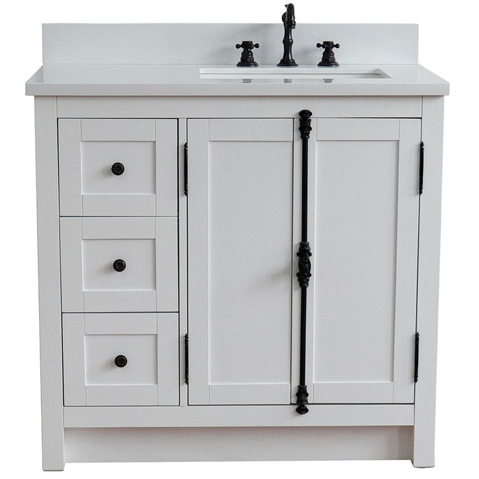 Bellaterra Home Plantation 37" 2-Door 3-Drawer Glacier Ash Freestanding Vanity Set - Luxe Vanity & Tub