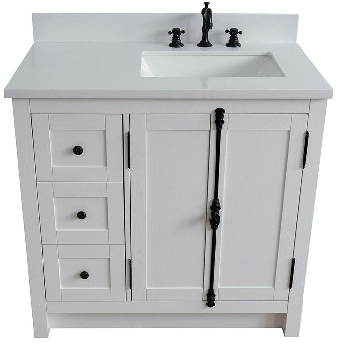 Bellaterra Home Plantation 37" 2-Door 3-Drawer Glacier Ash Freestanding Vanity Set - Luxe Vanity & Tub