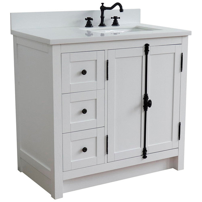 Bellaterra Home Plantation 37" 2-Door 3-Drawer Glacier Ash Freestanding Vanity Set - Luxe Vanity & Tub