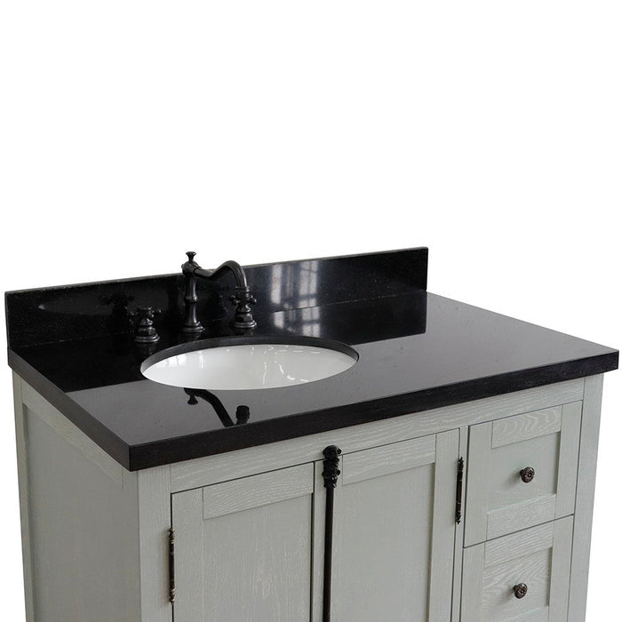 Bellaterra Home Plantation 37" 2-Door 3-Drawer Gray Ash Freestanding Vanity Set - Luxe Vanity & Tub