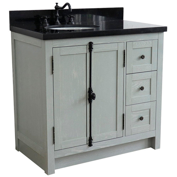 Bellaterra Home Plantation 37" 2-Door 3-Drawer Gray Ash Freestanding Vanity Set - Luxe Vanity & Tub