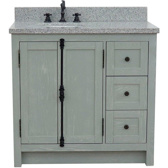 Bellaterra Home Plantation 37" 2-Door 3-Drawer Gray Ash Freestanding Vanity Set - Luxe Vanity & Tub