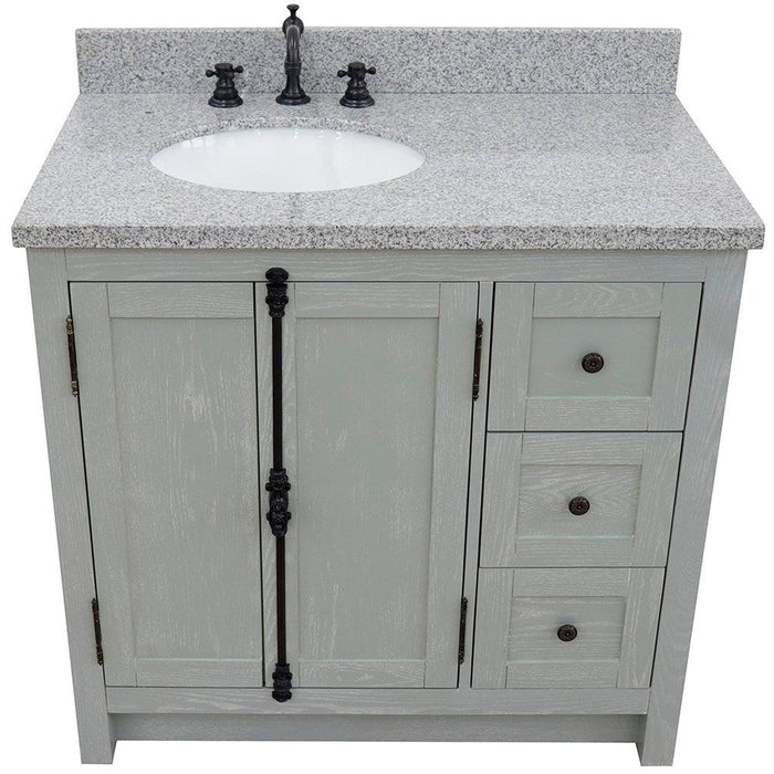 Bellaterra Home Plantation 37" 2-Door 3-Drawer Gray Ash Freestanding Vanity Set - Luxe Vanity & Tub