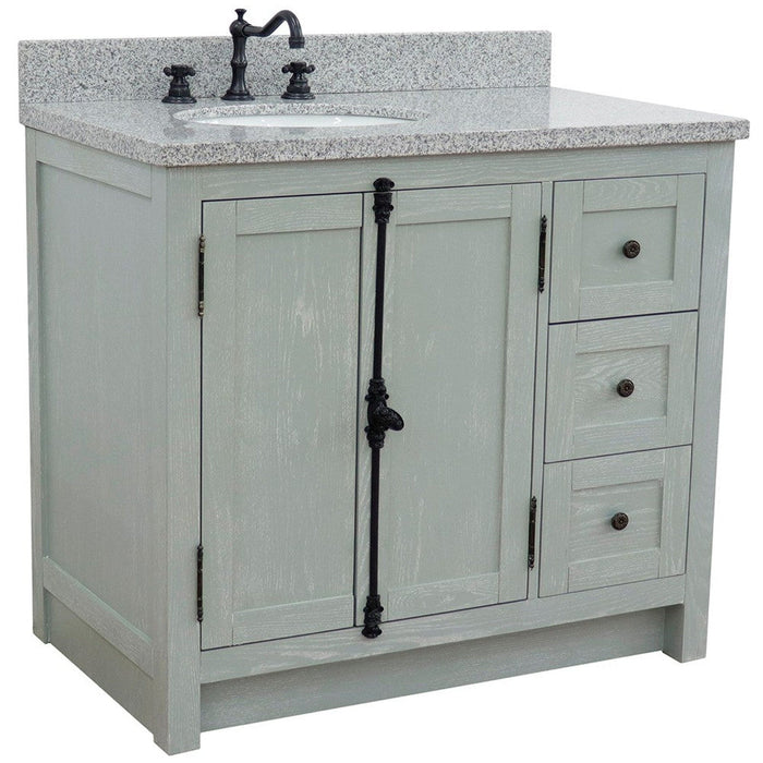 Bellaterra Home Plantation 37" 2-Door 3-Drawer Gray Ash Freestanding Vanity Set - Luxe Vanity & Tub