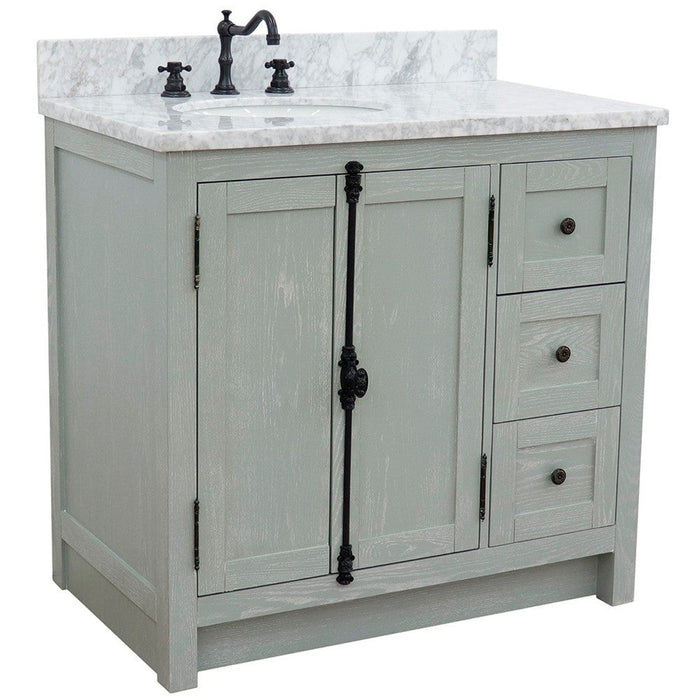 Bellaterra Home Plantation 37" 2-Door 3-Drawer Gray Ash Freestanding Vanity Set - Luxe Vanity & Tub