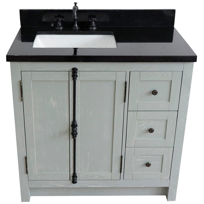 Bellaterra Home Plantation 37" 2-Door 3-Drawer Gray Ash Freestanding Vanity Set - Luxe Vanity & Tub