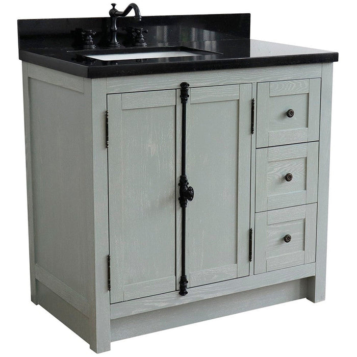 Bellaterra Home Plantation 37" 2-Door 3-Drawer Gray Ash Freestanding Vanity Set - Luxe Vanity & Tub