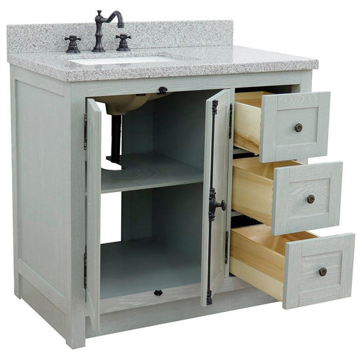 Bellaterra Home Plantation 37" 2-Door 3-Drawer Gray Ash Freestanding Vanity Set - Luxe Vanity & Tub