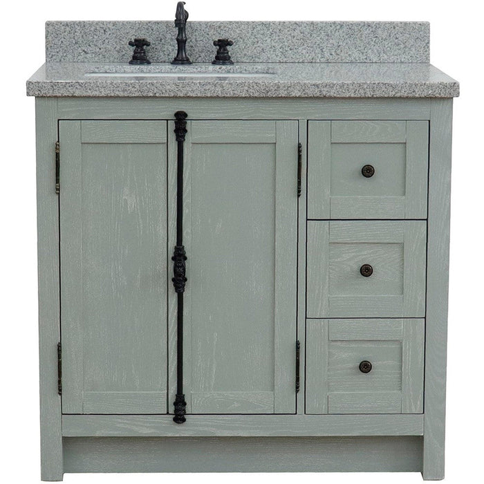 Bellaterra Home Plantation 37" 2-Door 3-Drawer Gray Ash Freestanding Vanity Set - Luxe Vanity & Tub