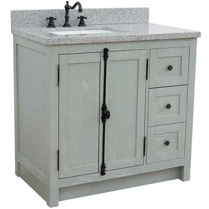 Bellaterra Home Plantation 37" 2-Door 3-Drawer Gray Ash Freestanding Vanity Set - Luxe Vanity & Tub