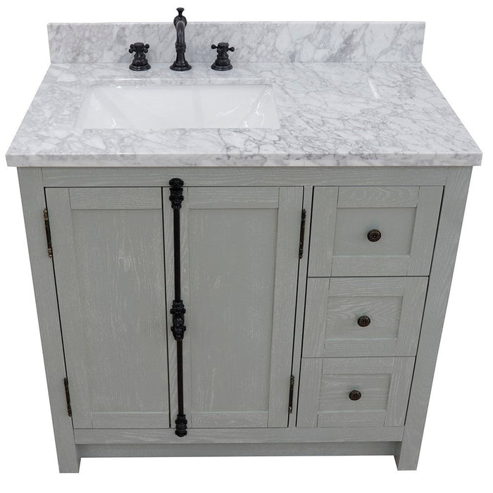 Bellaterra Home Plantation 37" 2-Door 3-Drawer Gray Ash Freestanding Vanity Set - Luxe Vanity & Tub