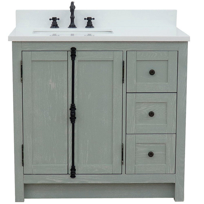 Bellaterra Home Plantation 37" 2-Door 3-Drawer Gray Ash Freestanding Vanity Set - Luxe Vanity & Tub