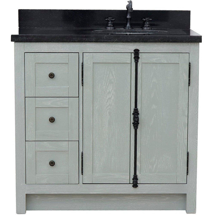 Bellaterra Home Plantation 37" 2-Door 3-Drawer Gray Ash Freestanding Vanity Set - Luxe Vanity & Tub