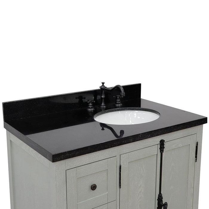 Bellaterra Home Plantation 37" 2-Door 3-Drawer Gray Ash Freestanding Vanity Set - Luxe Vanity & Tub