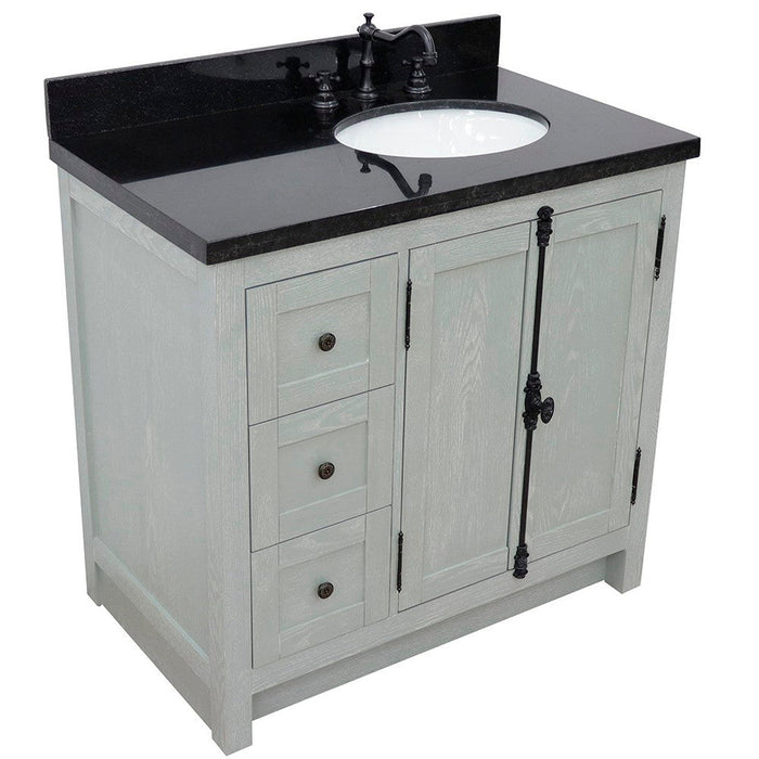 Bellaterra Home Plantation 37" 2-Door 3-Drawer Gray Ash Freestanding Vanity Set - Luxe Vanity & Tub