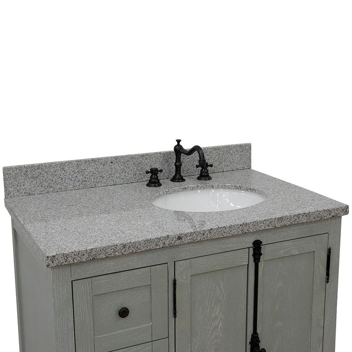 Bellaterra Home Plantation 37" 2-Door 3-Drawer Gray Ash Freestanding Vanity Set - Luxe Vanity & Tub