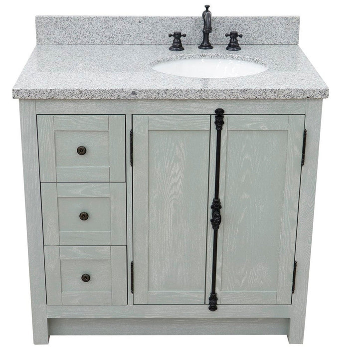 Bellaterra Home Plantation 37" 2-Door 3-Drawer Gray Ash Freestanding Vanity Set - Luxe Vanity & Tub