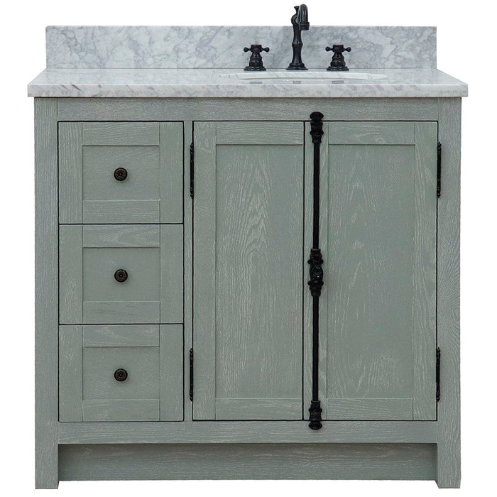 Bellaterra Home Plantation 37" 2-Door 3-Drawer Gray Ash Freestanding Vanity Set - Luxe Vanity & Tub