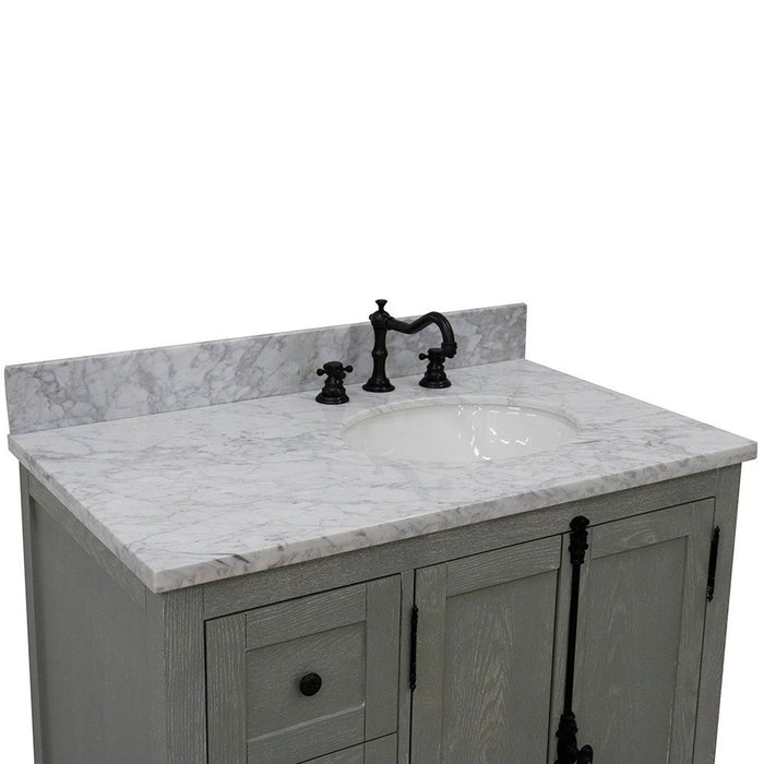 Bellaterra Home Plantation 37" 2-Door 3-Drawer Gray Ash Freestanding Vanity Set - Luxe Vanity & Tub