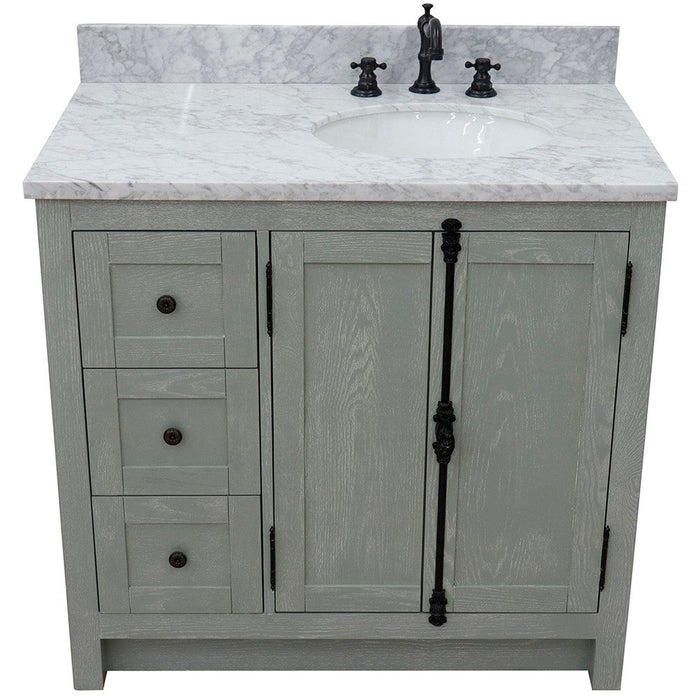 Bellaterra Home Plantation 37" 2-Door 3-Drawer Gray Ash Freestanding Vanity Set - Luxe Vanity & Tub