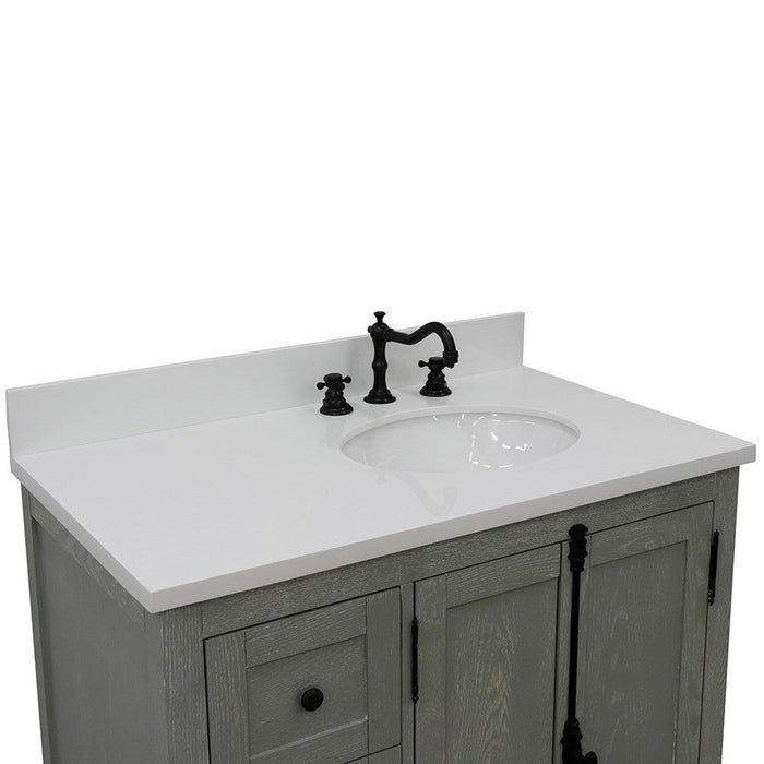 Bellaterra Home Plantation 37" 2-Door 3-Drawer Gray Ash Freestanding Vanity Set - Luxe Vanity & Tub