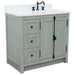 Bellaterra Home Plantation 37" 2-Door 3-Drawer Gray Ash Freestanding Vanity Set - Luxe Vanity & Tub