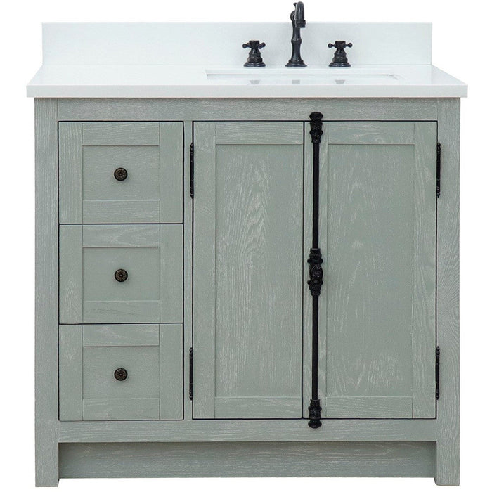 Bellaterra Home Plantation 37" 2-Door 3-Drawer Gray Ash Freestanding Vanity Set - Luxe Vanity & Tub